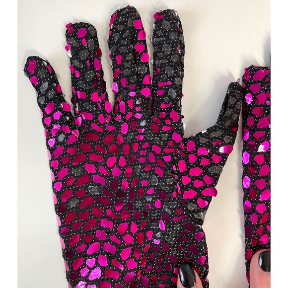 Bronx and Banco Juliette Lace Up Mini Dress & Gloves in Pink & Purple Size L - Picture 14 of 16